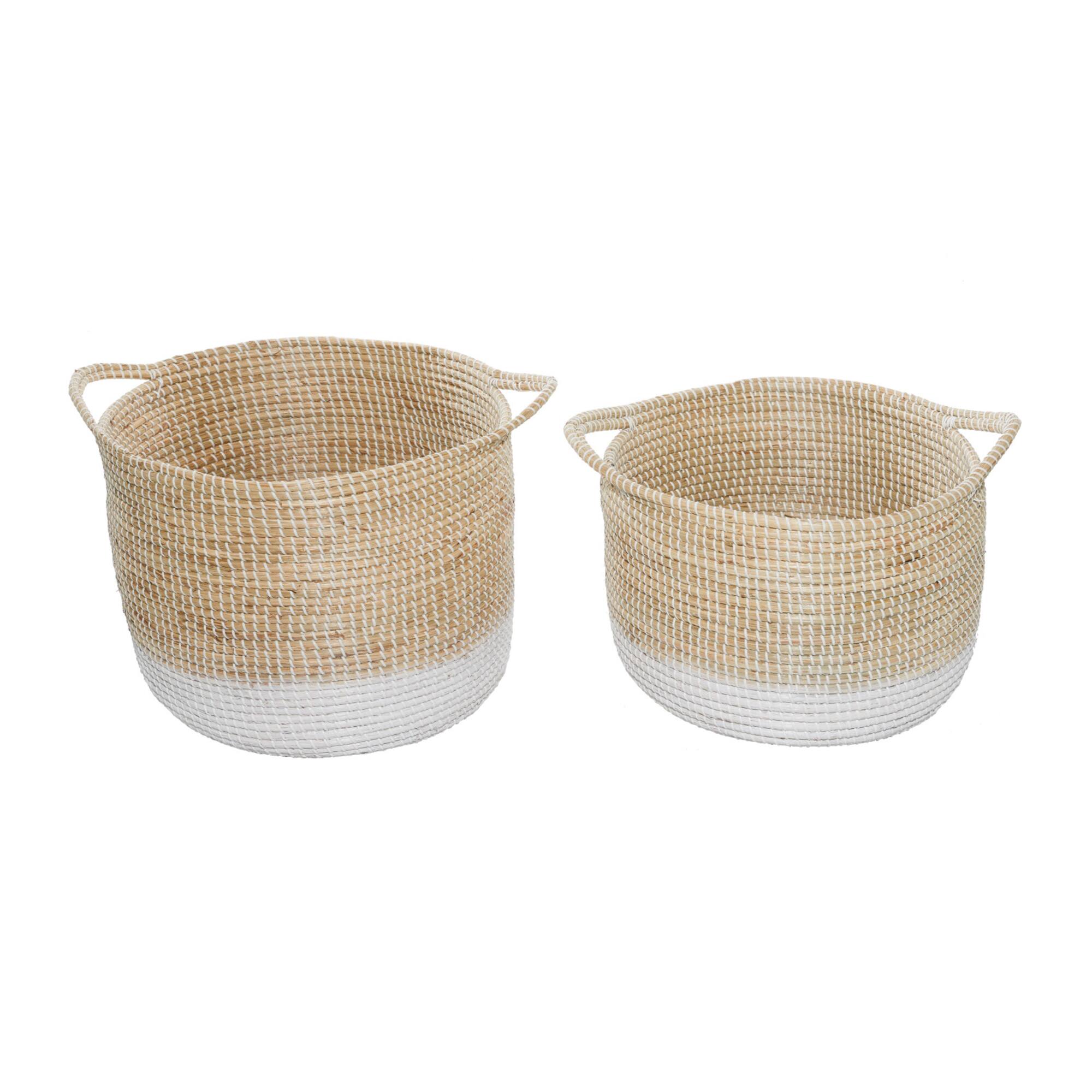 Brown Sea Grass Contemporary Storage Basket Set